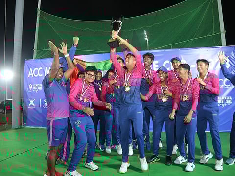 The UAE under-16 team celebrate ACC U16 Western Region Asia Cup. 