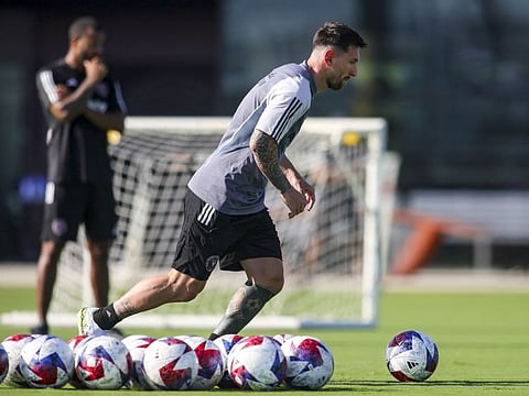 Inter Miami forward Lionel Messi works out during a team practice at Florida Blue Training Centre on Tuesday.
