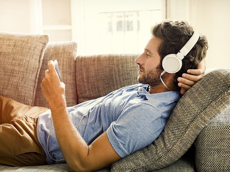 Person listening to music