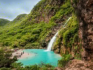 Ayn Khor is a seasonal waterfall in Salalah, Oman.