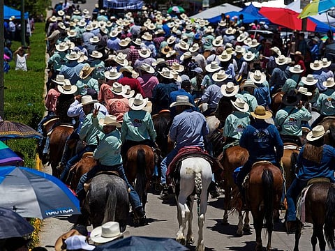Riders filled the streets of Parral in the northern state of Chihuahua for commemorations marking the centenary Thursday of Pancho Villa's death