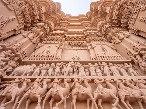The 55,000 sqm temple features intricate architecture and delicate carvings. 