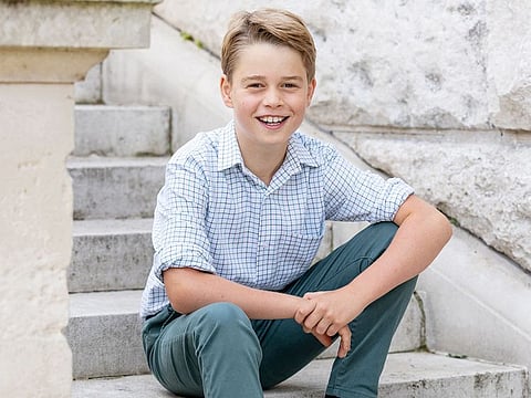 Britain's Prince George poses in this handout picture issued by Kensington Palace ahead of his tenth birthday, in Windsor, Britain. 