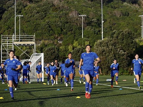 Philippines players during a training session at Martin Luckie Park, Wellington in New Zealand on Monday.