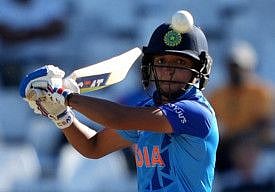 India skipper Harmanpreet Kaur hit the stumps after being given out on 14 in the One-day International on Saturday.