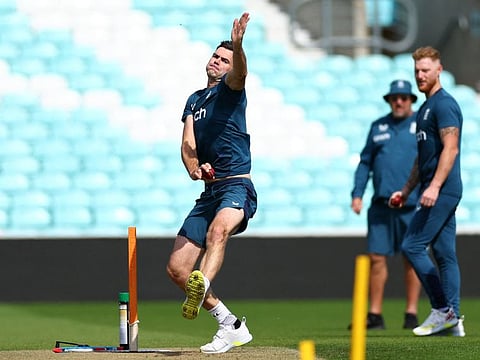 England's James Anderson during a training session at The Oval, London, on Wednesday.
