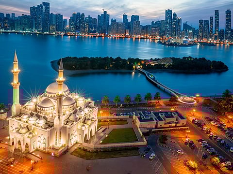 Sharjah, the city of minarates, is now home to more than 3,000 mosques. A view of Noor Mosque on Al Buhaira Corniche