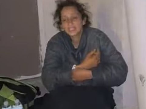 The woman, who looks malnourished, was having difficulty in expressing herself.