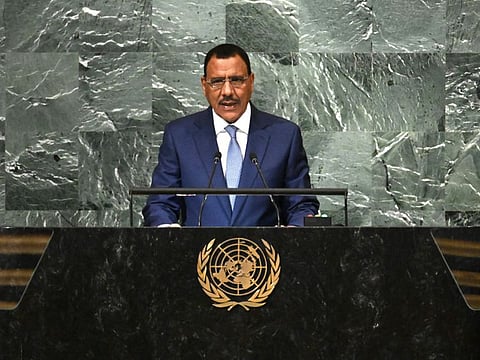 Nigerien President Mohammad Bazoum addresses the 77th session of the United Nations General Assembly at the UN headquarters in New York City on September 22, 2022.  