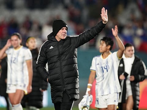 Philippines coach Alen Stajcic looks dejected after Philippines are knocked out of the World Cup. 