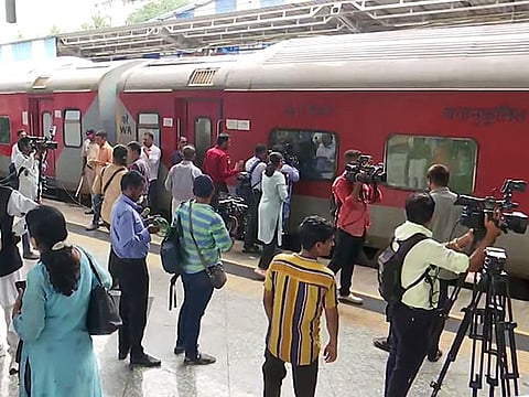 Media persons at Central Railway Station after a Railway Protection Force (RPF) constable shoots dead 4 people on the Jaipur-Mumbai Express train, in Mumbai on Monday. 
