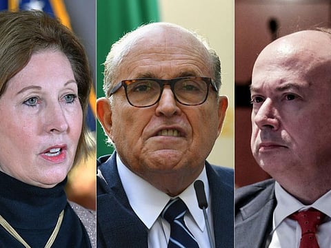 From left: Sidney Powell, Rudy Giuliani and Jeffrey Clark.