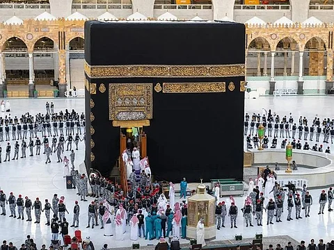 Footage in Saudi media showed the official and the invitees surrounded by security personnel as they headed to the holy site. Muslims around the world direct to Kaaba in their prayers.
