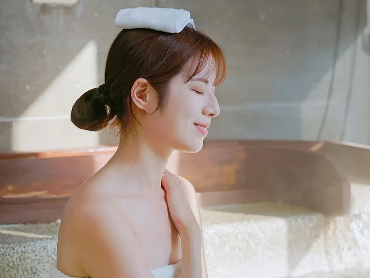 Person having a bath