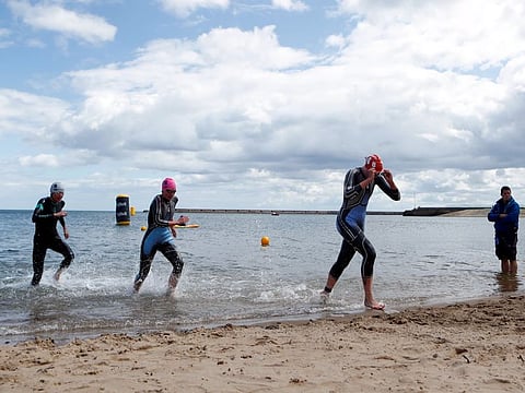 Around 2,000 people took part in the events in Sunderland, northeast England, last weekend, which included swimming off the city’s Roker beach.