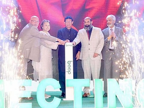 Pakistan’s Federal Minister for IT and Telecom Syed Aminul Haque at the launch of ‘Beep Pakistan’ App on August 7, 2023, in Islamabad. 