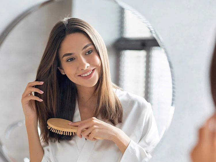 Person brushing their hair