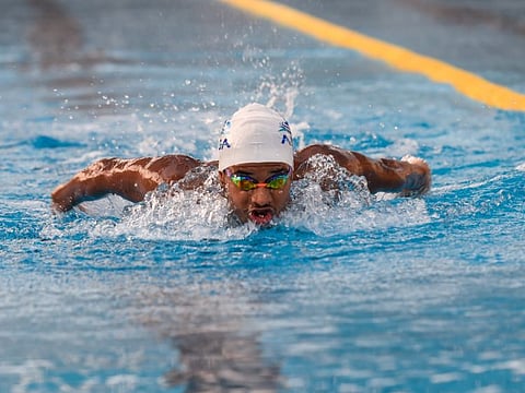 Tanish George Mathew during a training session at the Aqua Nation Sports Academy in Dubai.