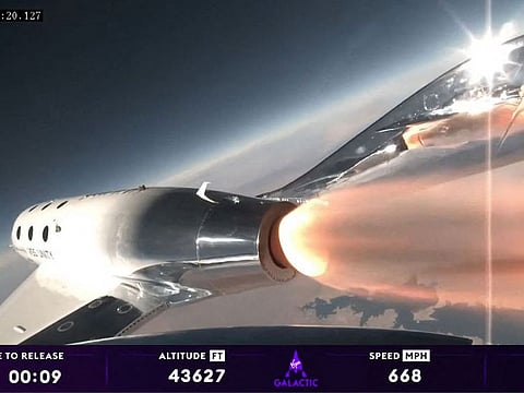 Virgin Galactic's private astronaut mission Galactic 02, at Spaceport America in Truth or Consequences, New Mexico..