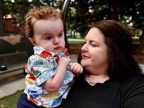 Elizabeth Kutschke spends time at the park with her 2-year-old son, Ben, who was diagnosed with spinal muscular atrophy, an inherited disorder which is the leading genetic cause of death in infancy globally and leaves children too weak to walk, talk, swallow or even breathe, in Oak Park, Illinois, U.S. July 13, 2023