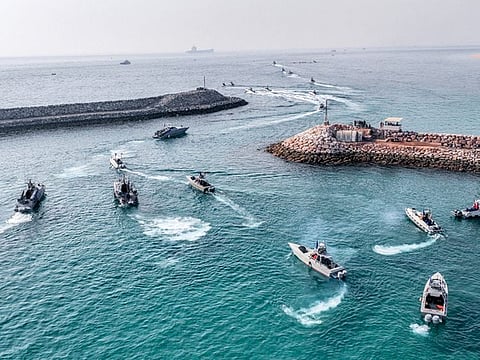  In this photo released Wednesday, August 2, 2023, by Sepahnews of the Iranian Revolutionary Guard, the Guard’s speedboats participate during a drill in the Arabian Gulf.  