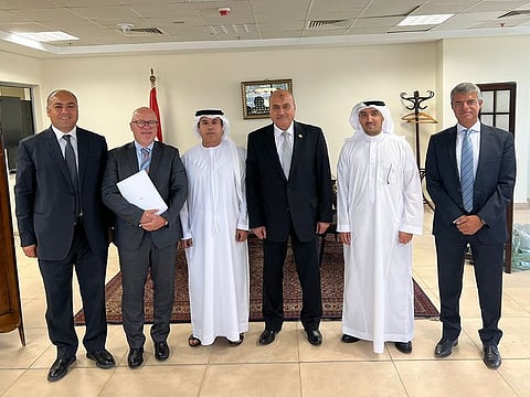 Pictured here are (left to right): Tarek Elba- Commercial and PR Director- Al Dahra Egypt; Nils Krage - Head of Grains and Specialty Division , Al Dahra; Dr. Suleiman Al Nuaimi- Chief Government Officer, Al Dahra; Ahmed Yousuf Mansour, Vice Chairman of GASC (General Authority For Supply Commodities, Egypt); Badr Alfadli, Regional Trading Director; Raouf Tawfik – CEO-Egypt, Al Dahra Egypt.
