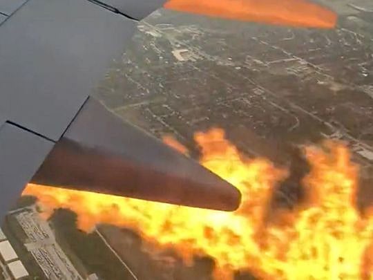 Viral video Southwest Airlines plane engine catches fire moments after