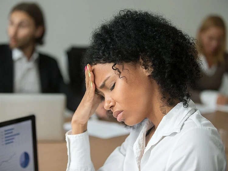 Person sad at office