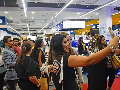 Families having fun whiile they shop for at the Sharaf DG Back To School Fair at Times Square Centre. Photo: Virendra Saklani/Gulf News