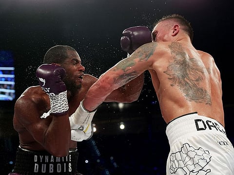 Oleksandr Usyk in action during his fight against Daniel Dubois.