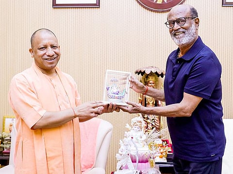 Superstar Rajinikanth met Uttar Pradesh CM Yogi Adityanath at his residence in Lucknow recently 