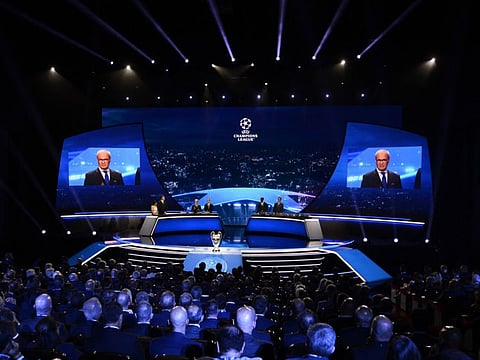 General view during the Champions League Group Stage draw at Grimaldi Forum in Monaco on Thursday.