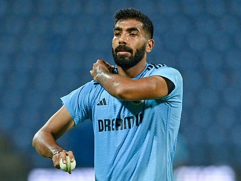 India's Jasprit Bumrah attends a practice session at the Pallekele International Cricket Stadium in Kandy on September 1.