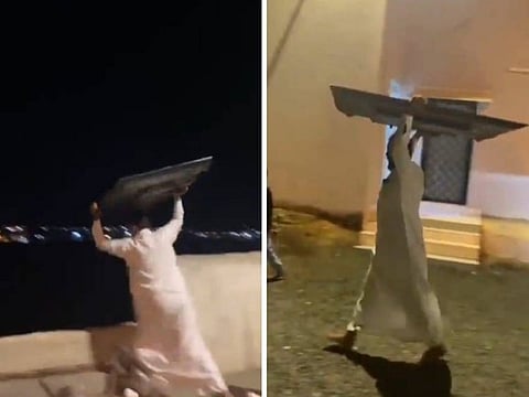 Saudi dumping his TV set.