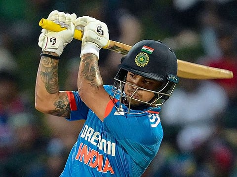 India’s Ishan Kishan plays a shot during the Asia Cup 2023 one-day international (ODI) cricket match against Pakistan at the Pallekele International Cricket Stadium in Kandy, Sri Lanka, on September 2, 2023. Kishan struck 82 in the century partnership with Hardik Pandya to shore up India’s score. 