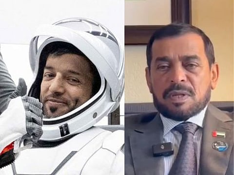 UAE astronaut Sultan Al Neyadi (left) and his father Saif Al Neyadi.