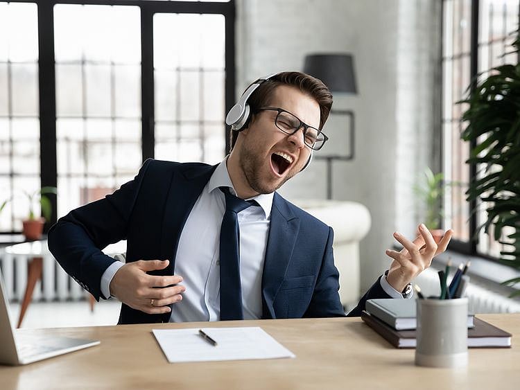 Person enjoying in the workplace
