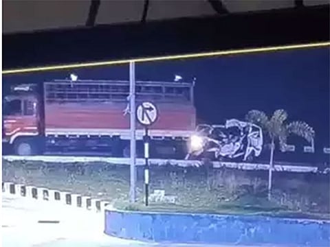 The accident was captured on a CCTV camera.