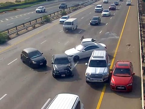 Video grab of an accident shared by Abu Dhabi Police on social media platforms
