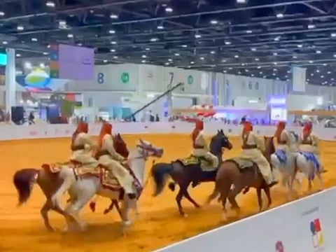 The Abu Dhabi Police Knights Band presents a show of chivalry at the Abu Dhabi International Hunting and Equestrian Exhibition 2023
