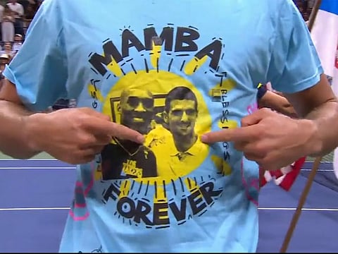 Djokovic revealed a t-shirt with an image of him alongside Bryant.