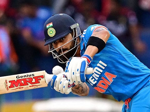 India’s Virat Kohli plays a shot during the Asia Cup 2023 super four one-day international cricket match against Pakistan at the R. Premadasa Stadium in Colombo on September 10, 2023. 