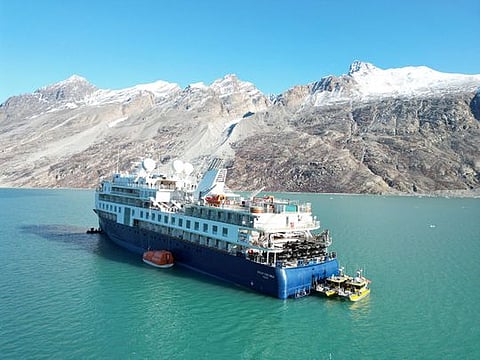 Photos: Cruise ship pulled free after running aground in Greenland 