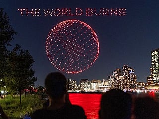 Look: Drones splash Amazon rainforest across NYC sky