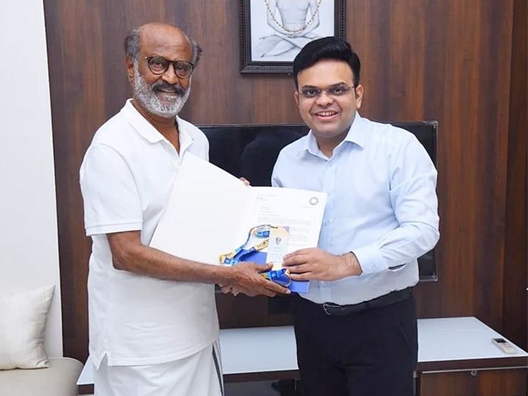 'Phenomenon Beyond Cinema': Jay Shah presents World Cup golden ticket to megastar Rajinikanth