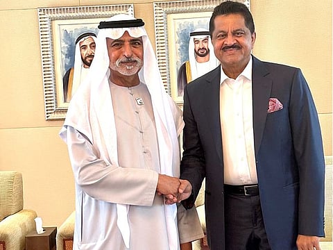 Sheikh Nahyan Bin Mubarak Al Nahyan, Minister of Tolerance and Coexistence and Dr Thumbay Moideen, Founder and President of Thumbay Group 