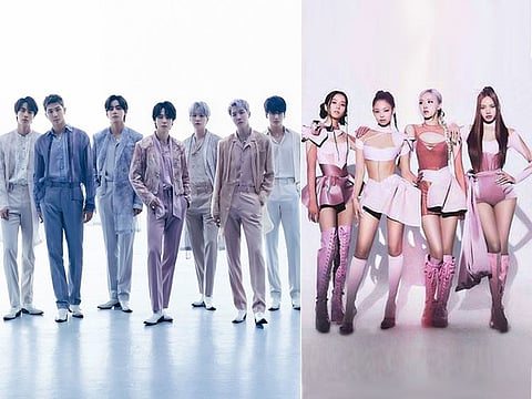 K-pop mega groups BTS (left) and Blackpink (right).