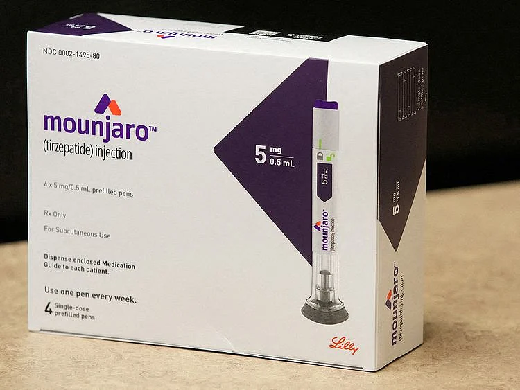 A box of Mounjaro, a tirzepatide injection drug used for treating type 2 diabetes. 