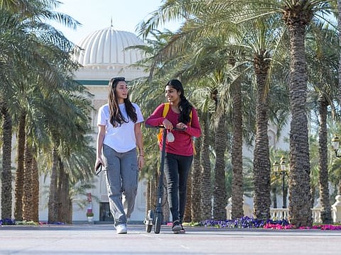 Students at the American University of Sharjah campus