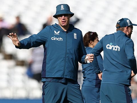 England's former player Andrew Flintoff helps with the warm-up prior to the second One Day International against Ireland at Trent Bridge ground in Nottingham on September 23.